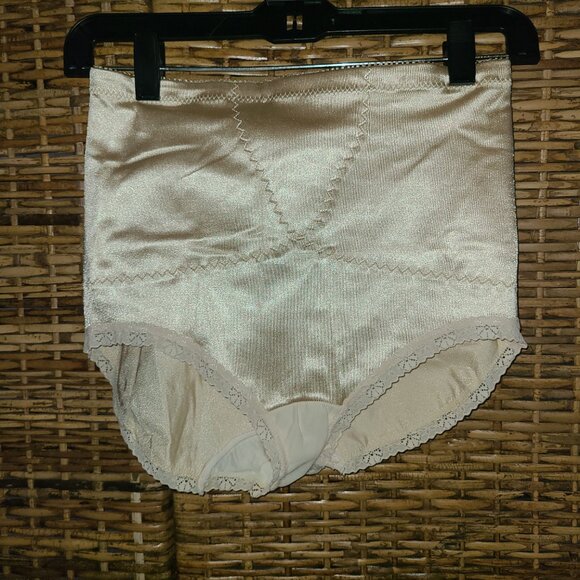VTG Renette Foundations Girdle Brief Lace Trim SZ XL 31-32 Lined Satin - Picture 1 of 6